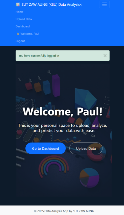 Home dashboard screenshot with navigation and summary
