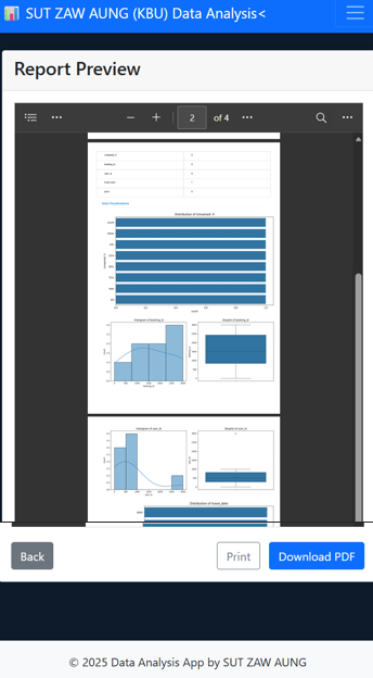 Generated PDF report screenshot